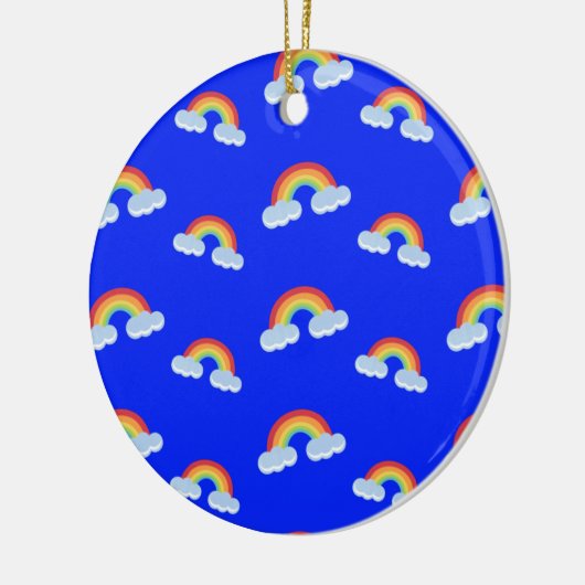 Cute Rainbow with Clouds Pattern Keramik Ornament (Links)