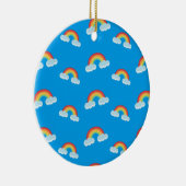 Cute Rainbow with Clouds Pattern Keramik Ornament (Rechts)