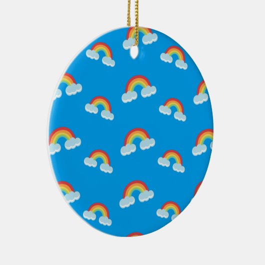 Cute Rainbow with Clouds Pattern Keramik Ornament (Rechts)