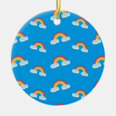 Cute Rainbow with Clouds Pattern Keramik Ornament (Vorne)
