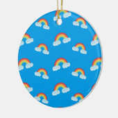 Cute Rainbow with Clouds Pattern Keramik Ornament (Links)