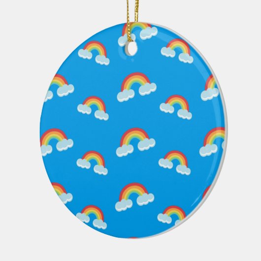 Cute Rainbow with Clouds Pattern Keramik Ornament (Links)