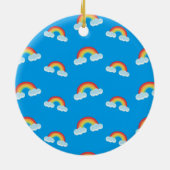 Cute Rainbow with Clouds Pattern Keramik Ornament (Hinten)