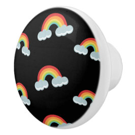 Cute Rainbow with Clouds Pattern Keramikknauf