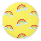 Cute Rainbow with Clouds Pattern Keramikknauf (Vorderseite)