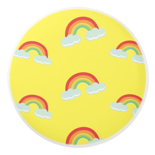 Cute Rainbow with Clouds Pattern Keramikknauf (Vorderseite)