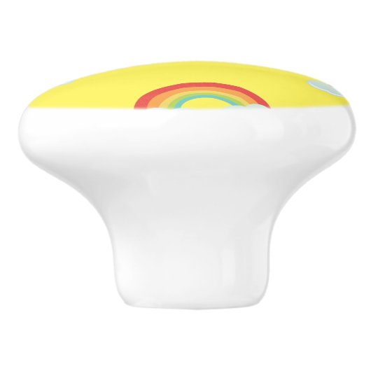 Cute Rainbow with Clouds Pattern Keramikknauf (Seitenansicht)