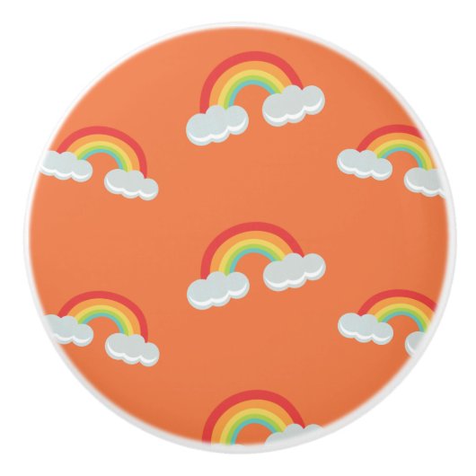 Cute Rainbow with Clouds Pattern Keramikknauf (Vorderseite)