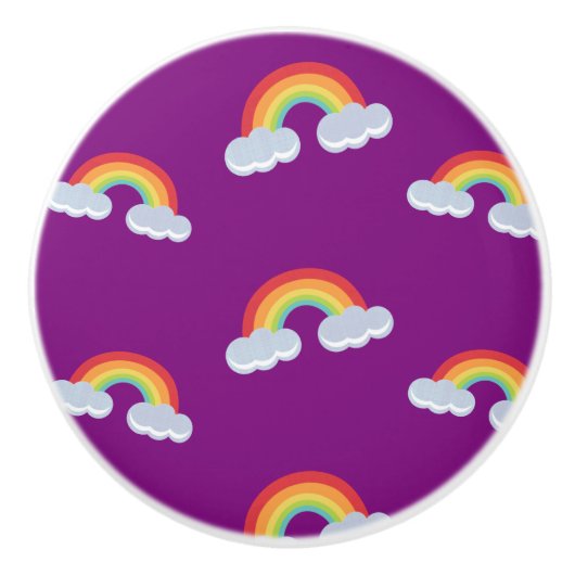 Cute Rainbow with Clouds Pattern Keramikknauf (Vorderseite)