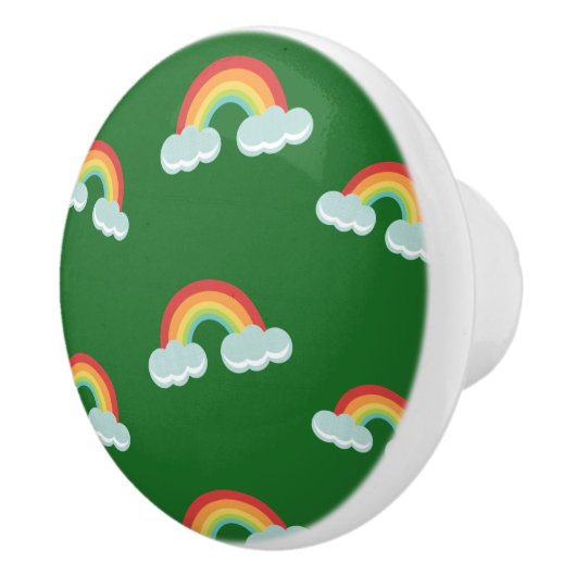 Cute Rainbow with Clouds Pattern Keramikknauf (Rechts)