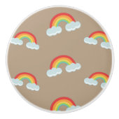 Cute Rainbow with Clouds Pattern Keramikknauf (Vorderseite)