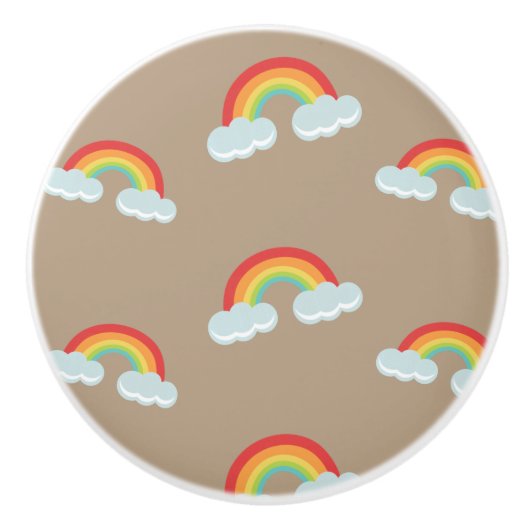 Cute Rainbow with Clouds Pattern Keramikknauf (Vorderseite)