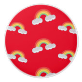 Cute Rainbow with Clouds Pattern Keramikknauf (Vorderseite)