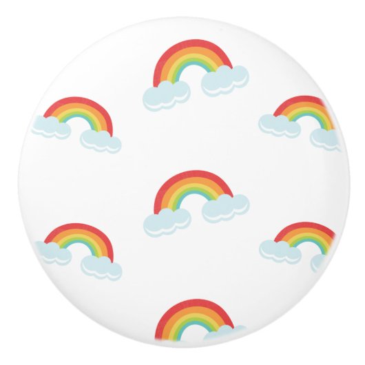 Cute Rainbow with Clouds Pattern Keramikknauf (Vorderseite)