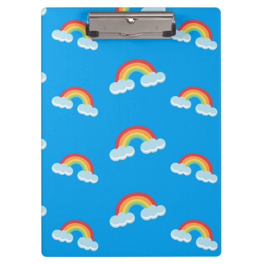 Cute Rainbow with Clouds Pattern Klemmbrett (Vorderseite)