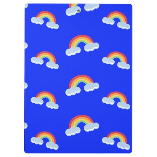 Cute Rainbow with Clouds Pattern Klemmbrett (Rückseite)