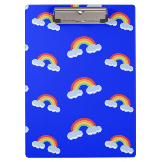 Cute Rainbow with Clouds Pattern Klemmbrett (Vorderseite)