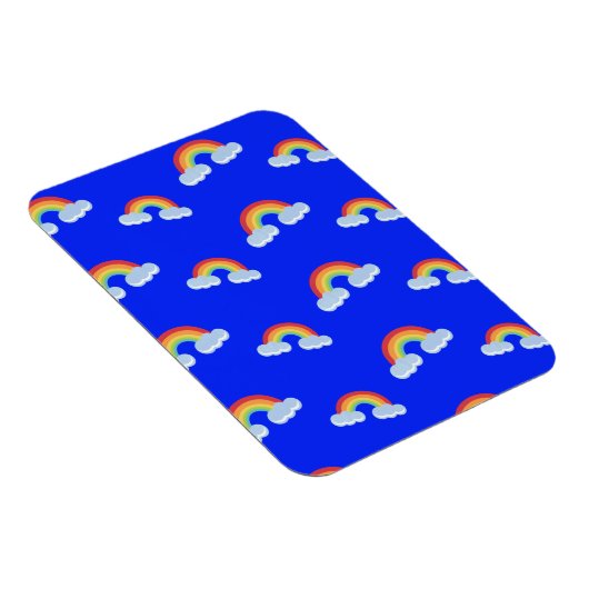 Cute Rainbow with Clouds Pattern Magnet (Rechte Seite)