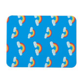 Cute Rainbow with Clouds Pattern Magnet (Horizontal)