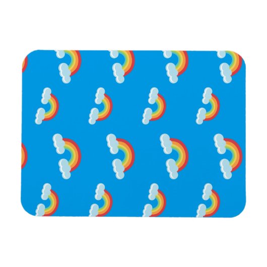 Cute Rainbow with Clouds Pattern Magnet (Horizontal)