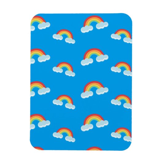 Cute Rainbow with Clouds Pattern Magnet (Vertikal)