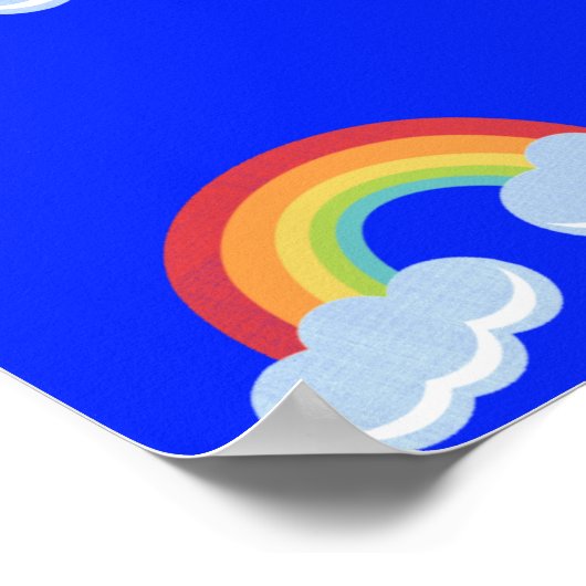 Cute Rainbow with Clouds Pattern Poster (Ecke)