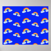 Cute Rainbow with Clouds Pattern Poster (Vorne)