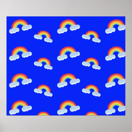 Cute Rainbow with Clouds Pattern Poster (Vorne)