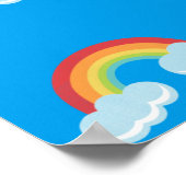 Cute Rainbow with Clouds Pattern Poster (Ecke)