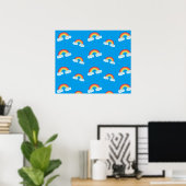 Cute Rainbow with Clouds Pattern Poster (Heimbüro)