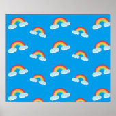 Cute Rainbow with Clouds Pattern Poster (Vorne)