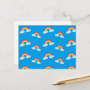 Cute Rainbow with Clouds Pattern Postkarte