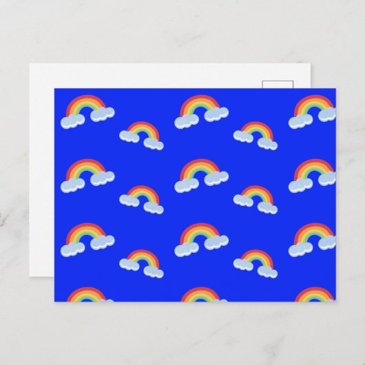 Cute Rainbow with Clouds Pattern Postkarte (Vorne/Hinten)