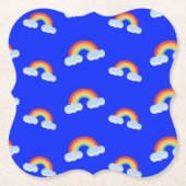Cute Rainbow with Clouds Pattern Untersetzer (Vorderseite)