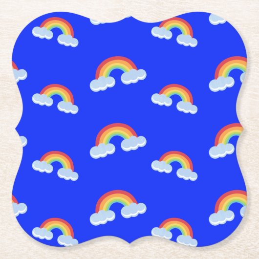 Cute Rainbow with Clouds Pattern Untersetzer (Vorderseite)