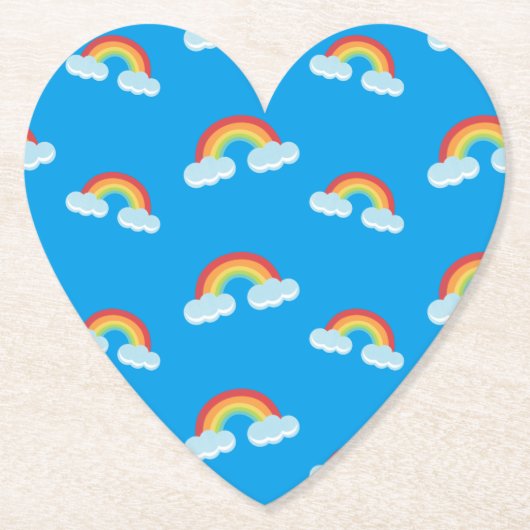 Cute Rainbow with Clouds Pattern Untersetzer (Vorderseite)