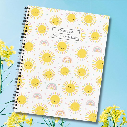 Cute Rainbows, sunshine and hearts pastel Notizblock