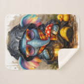 Cute Rainy Day Elephant Cartoon Cozy Throw Blanket Sherpadecke (Vorderseite (Horizontal))