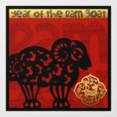 Cute Ram Goat Chinese New Year Zodiac Birthday SqW Fensteraufkleber (Blatt)
