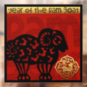 Cute Ram Goat Chinese New Year Zodiac Birthday SqW Fensteraufkleber (Blatt 2)