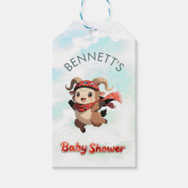Cute Ram Winter Baby Shower Favor Tag Geschenkanhänger