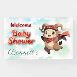 Cute Ram Winter Baby Shower Welcome Banner