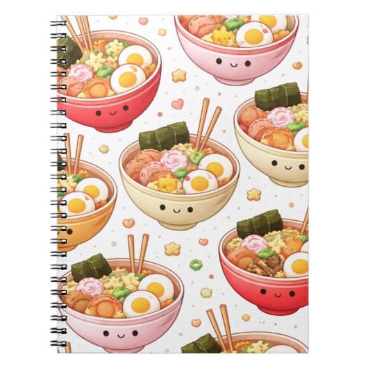 Cute Ramen Bowls - Kawaii Smiling Noodles Notebook Notizblock (Vorderseite)