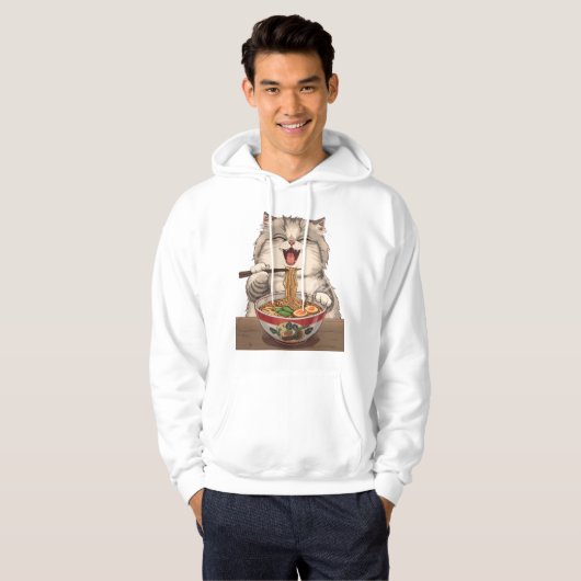 Cute Ramen Cat Illustration Hoodie (Vorne ganz)