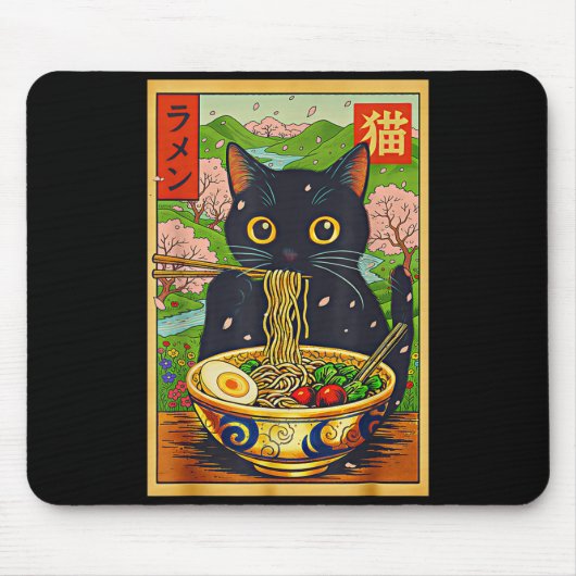 Cute Ramen Cat Nature Flowers Noodle Anime Mousepad (Vorne)