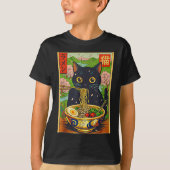 Cute Ramen Cat Nature Flowers Noodle Anime  T-Shirt (Vorderseite)