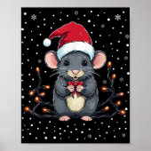 Cute Rat Christmas Lights Mouse Santa Hat Xmas Paj Poster (Vorne)
