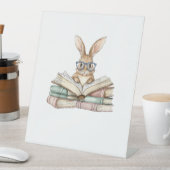 Cute Reading Bunny Glasses Books Bookworm Reader T Sockelschild (In Situ)