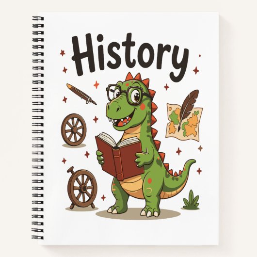 Cute Reading Dinosaur History Buff Notebook Notizblock (Vorderseite)