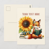 Cute reading fox customizable postkarte (Vorne/Hinten)